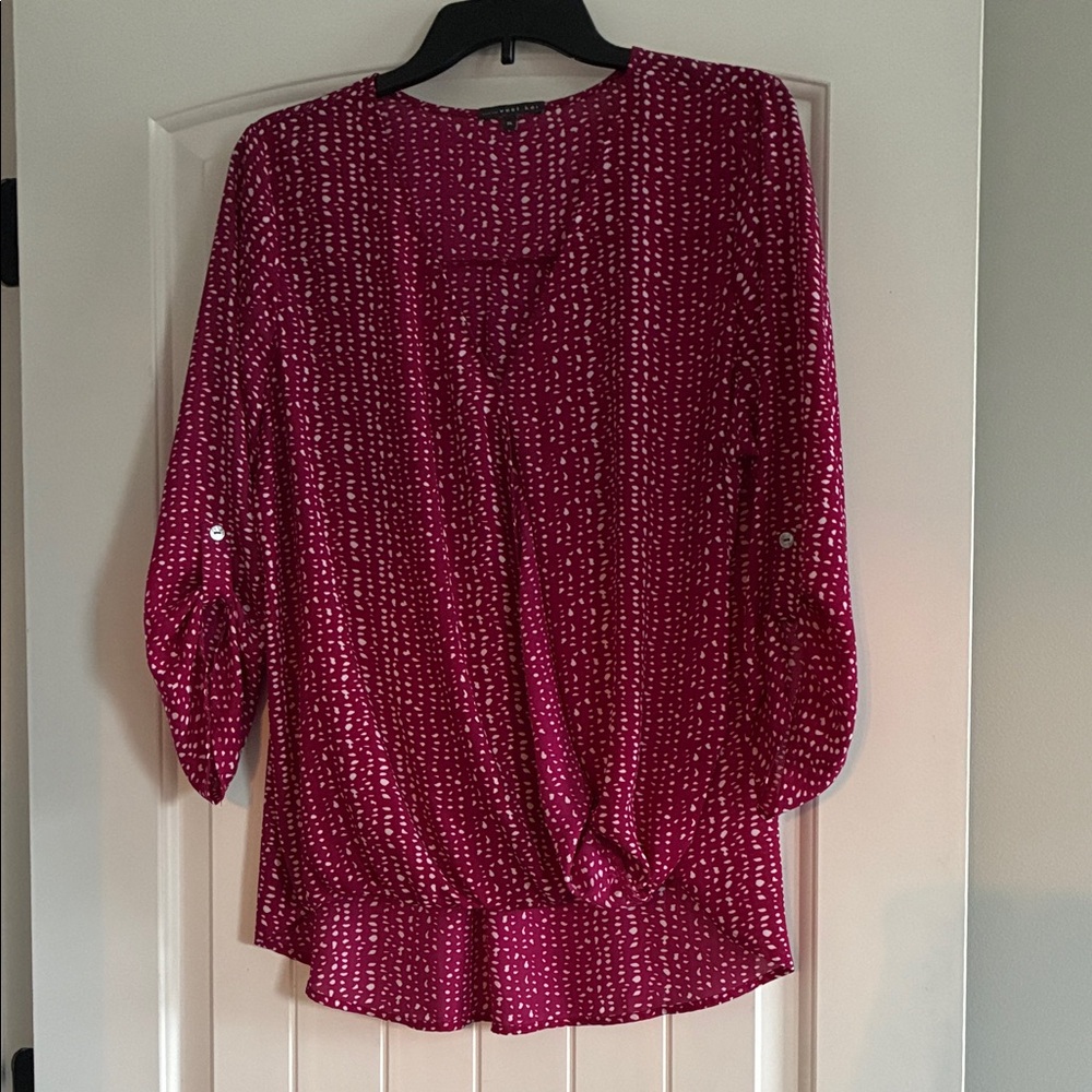 Stitch Fix West Kei Fuchsia and White Patterned Blouse